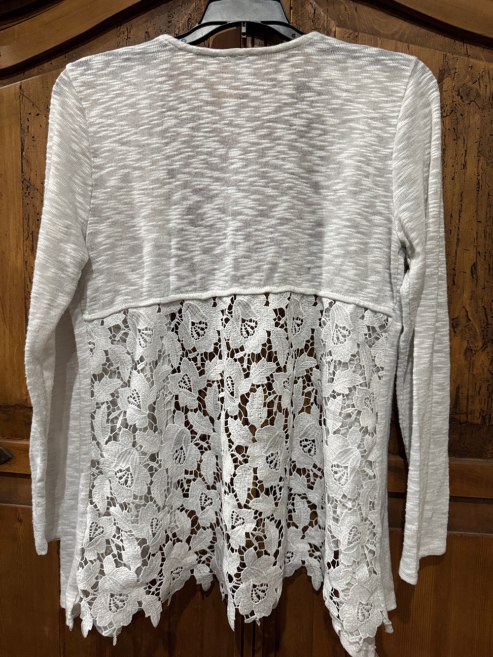 Cupio Light Gray Draped Open Cardigan with Lace Back - Picture 6 of 6